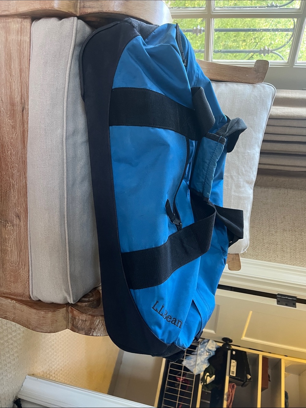 L.L. Bean Blue and Black Kids Duffel Bag